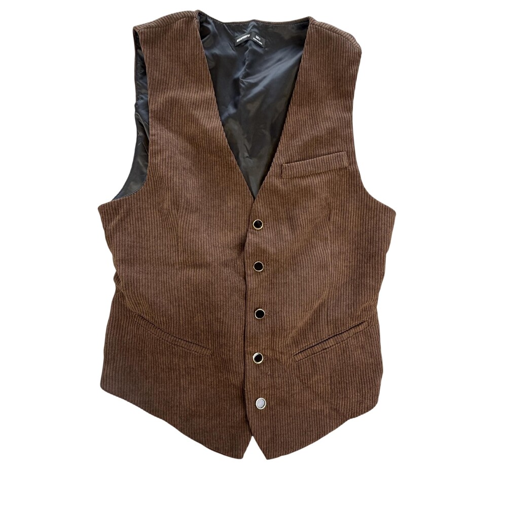 Manfinity Suit Vest Mens Small Brown Corduroy Belted Lined 3 Piece Fall Casual